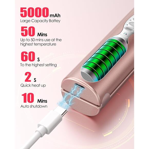 Portable Titanium Cordless Hair Straightener – USB-C Rechargeable Mini Flat Iron - Picture 3 of 6